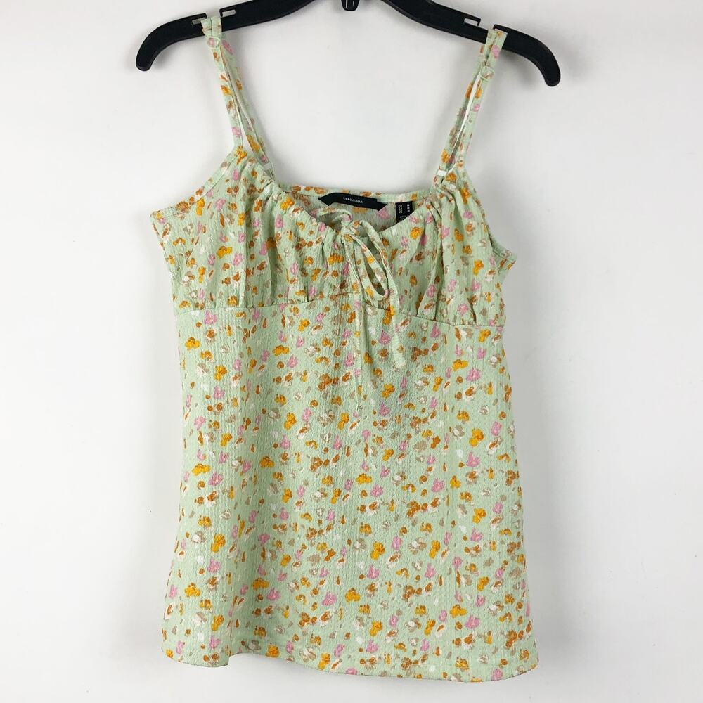 Vero Moda Womens Floral Tank Medium Green Boho Y2K NWT
